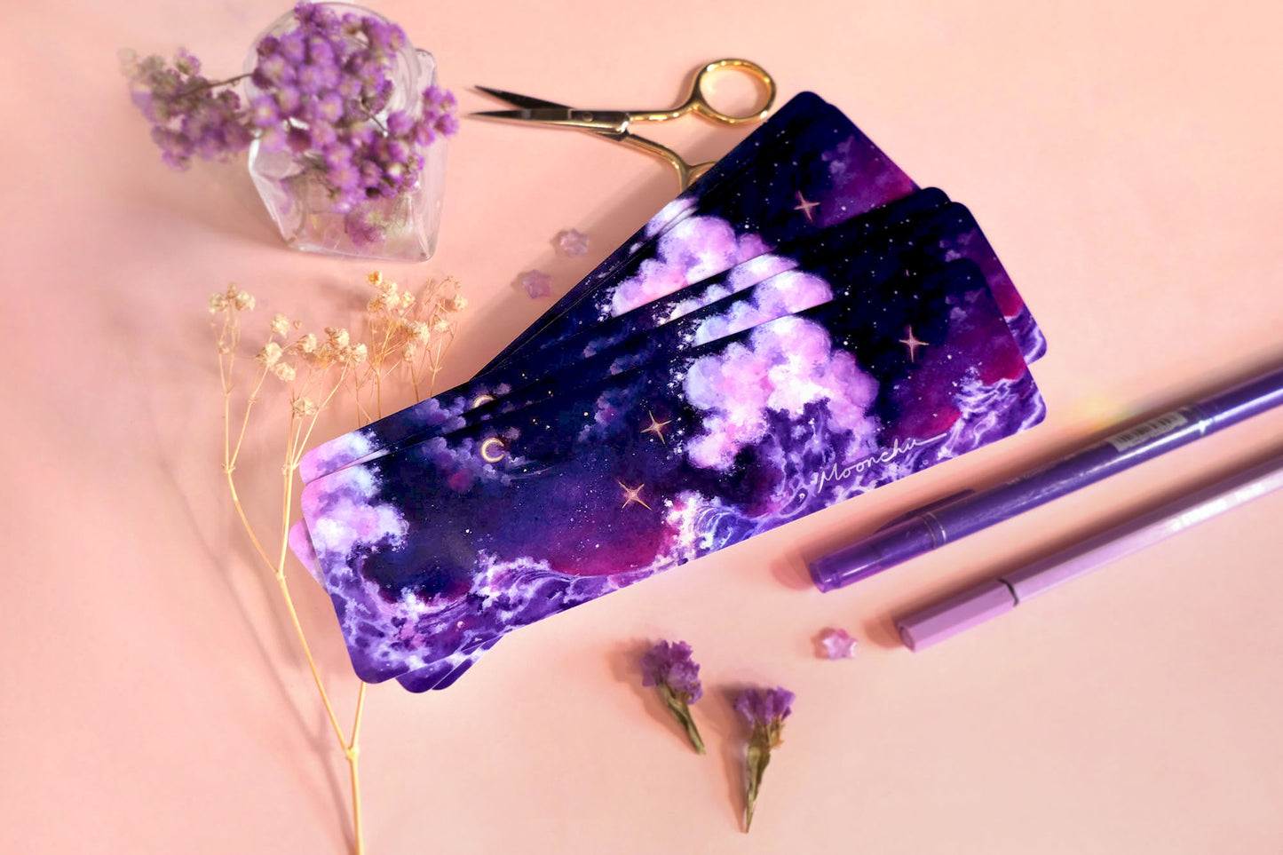 amethyst wave bookmark, original art bookmark