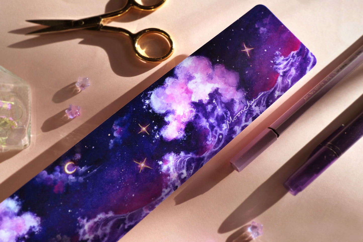 amethyst wave bookmark, original art bookmark