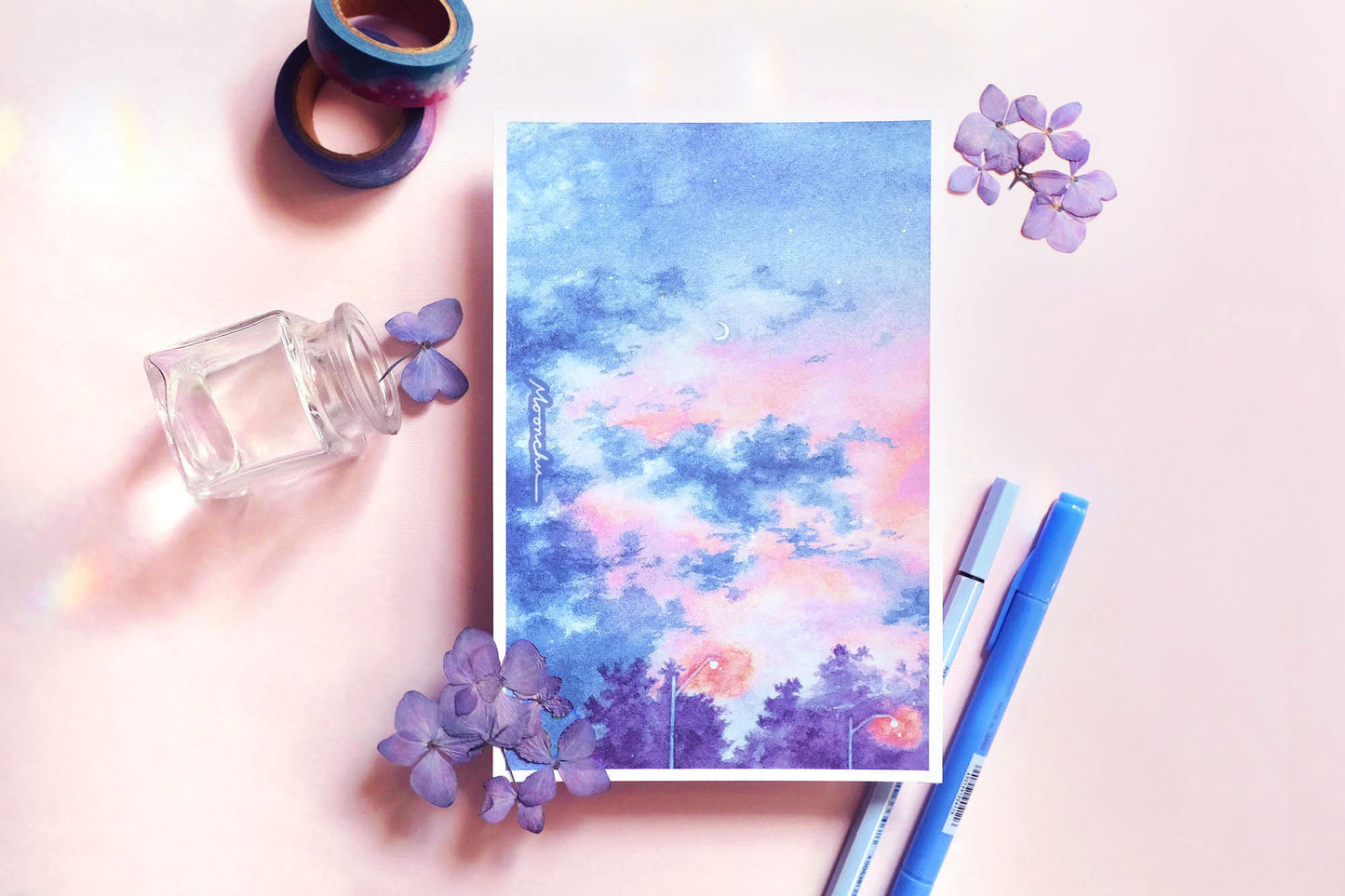 april skies sky art, watercolour art print