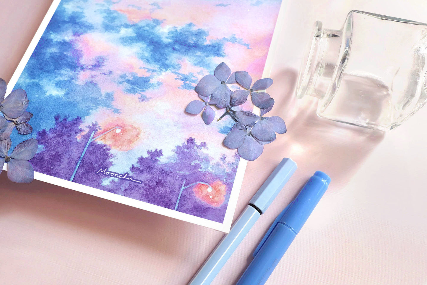 april skies sky art, watercolour art print