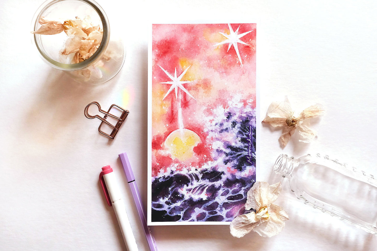 flare sun art, watercolour art print