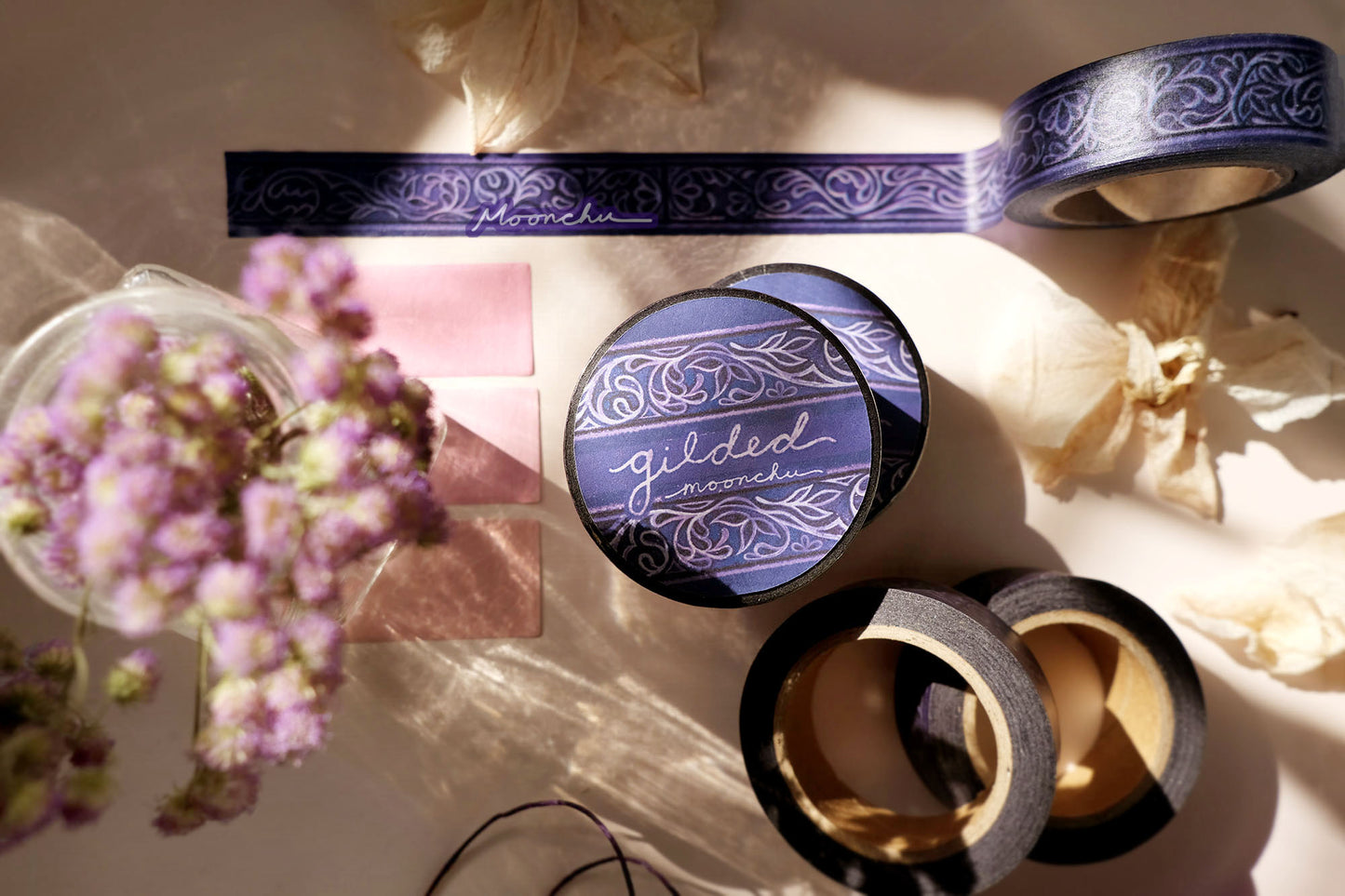 gilded washi tape original artist tape, intricate floral washi tape