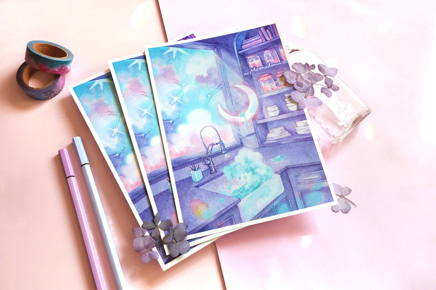 gossamer memory surreal kitchen art, A5 watercolour art print