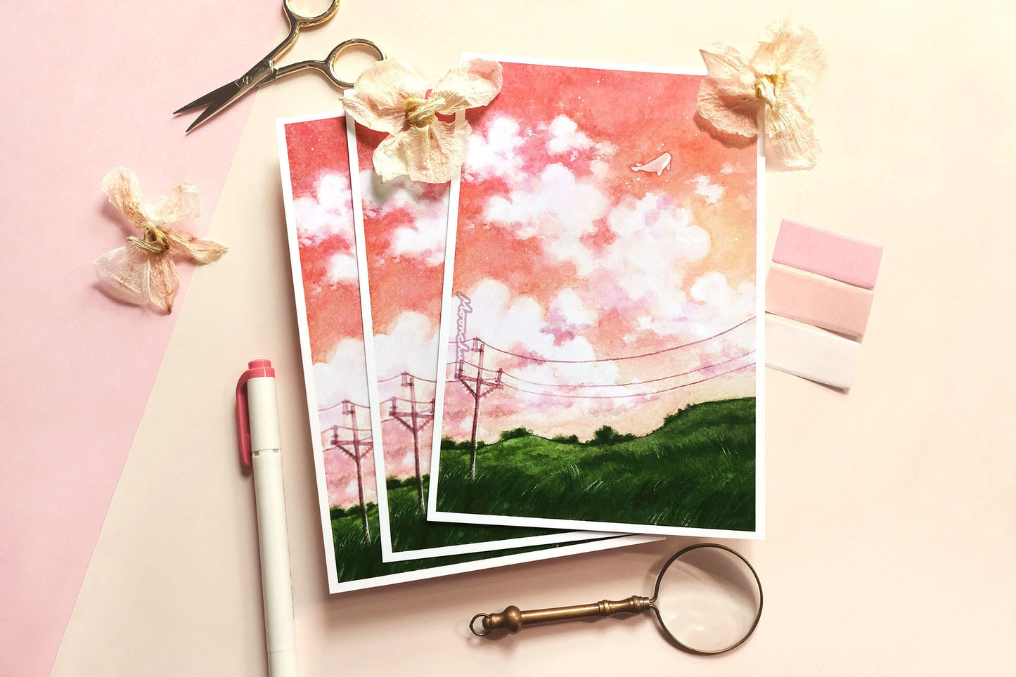 road trip countryside art, watercolour art print