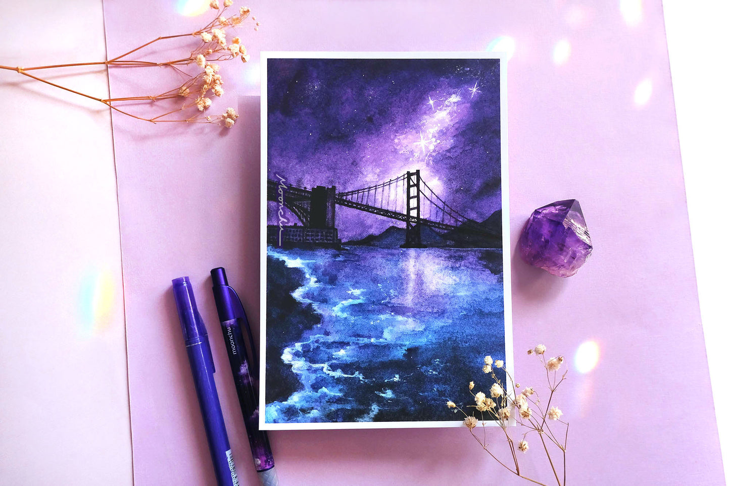 scintillate bridge art, mixed media art print