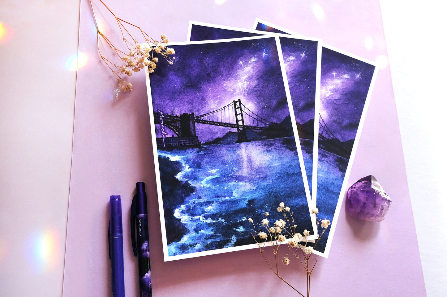 scintillate bridge art, mixed media art print