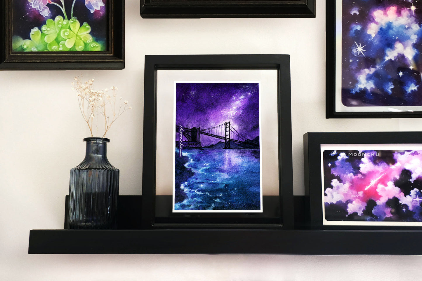 scintillate bridge art, mixed media art print