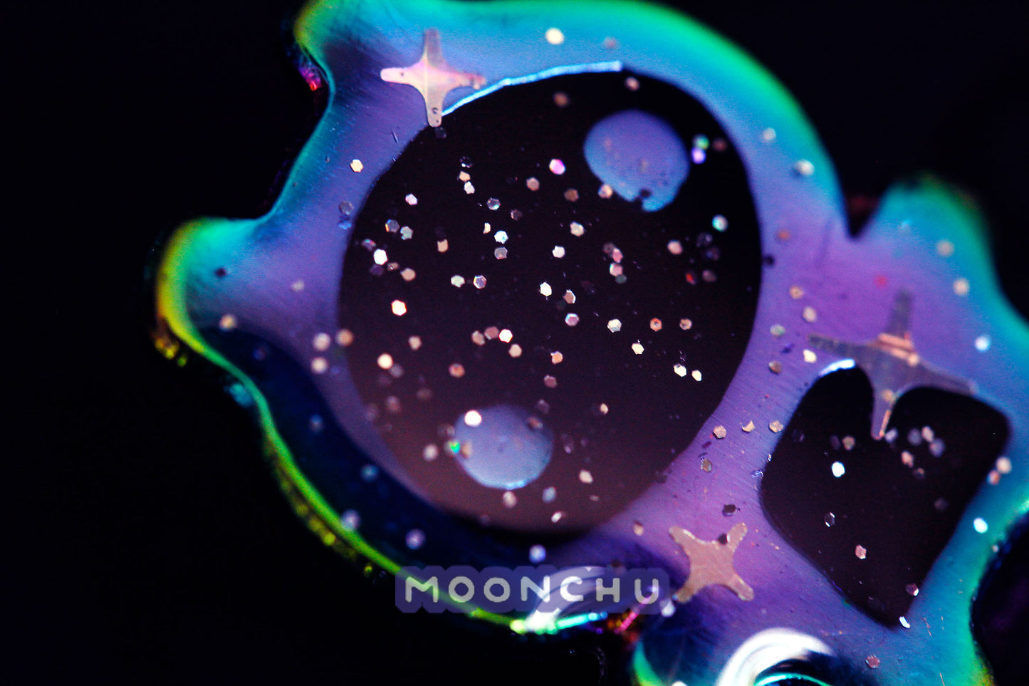 rainbow uchuujin pin, rainbow anodized extraterrestrial alien ufo enamel pin