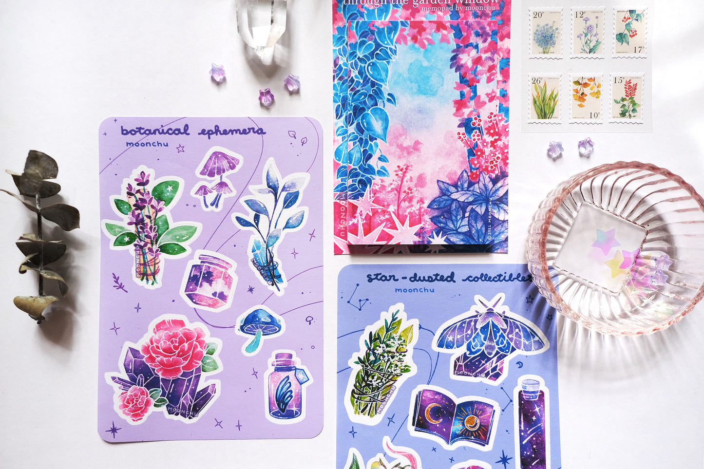 through the garden window botanical memopad, plant notepad