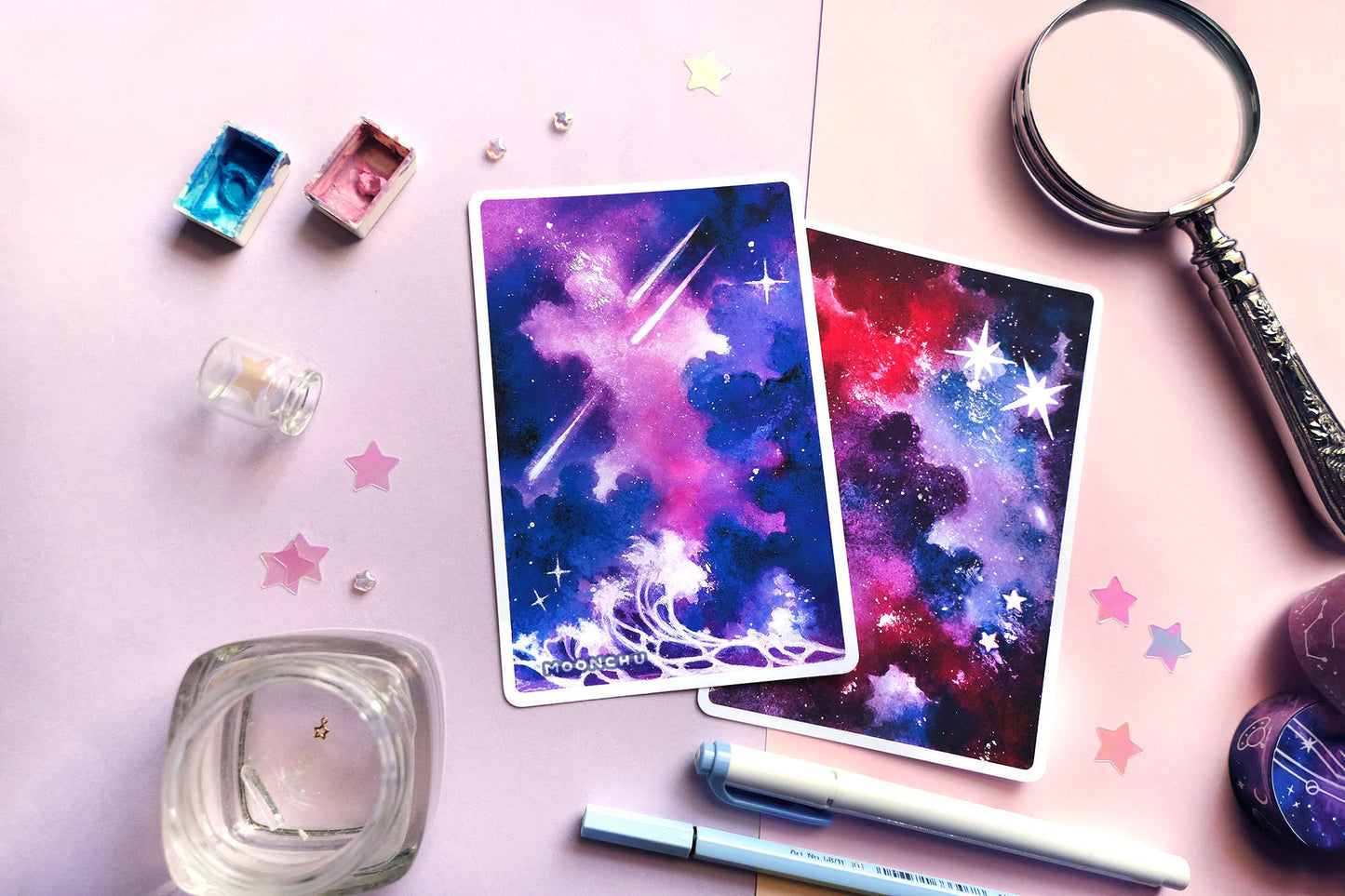postcards from the aether, space art, mixed media art prints
