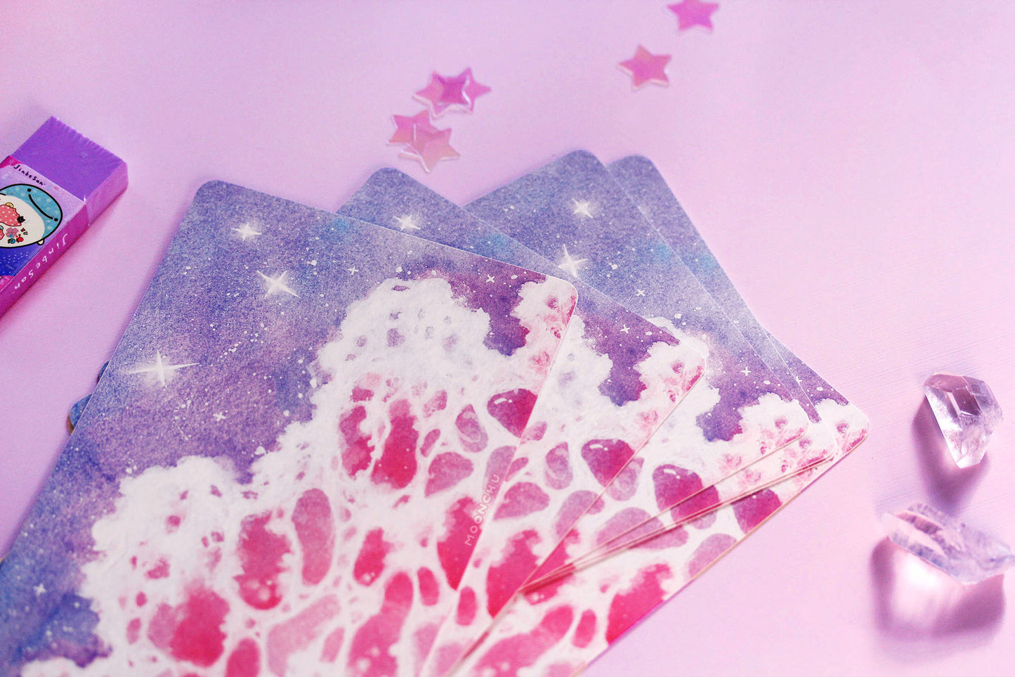 blushing shore pink ocean art, watercolour art print