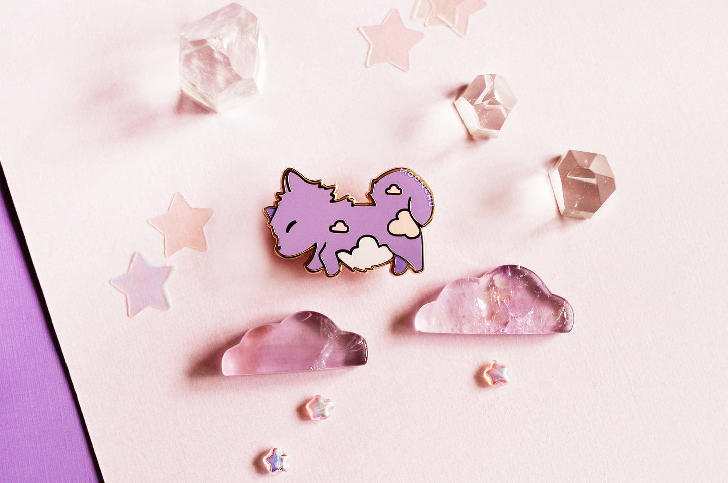 sleepy puppy enamel pin, dog pin, sky puppy pin