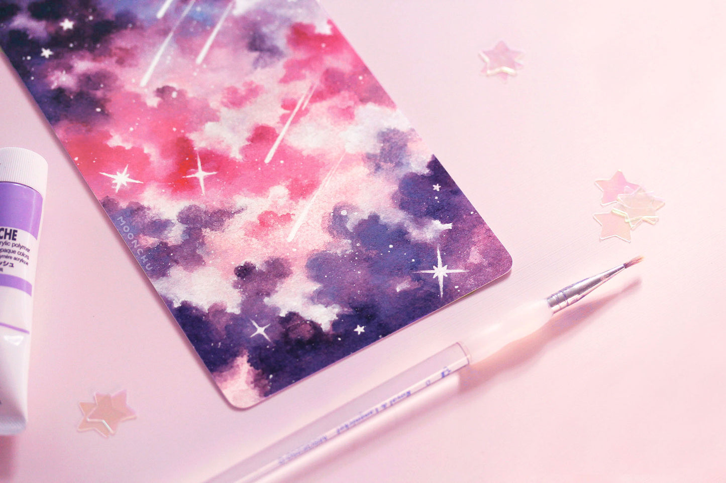 star shower shooting star art, cloud art, watercolour art print