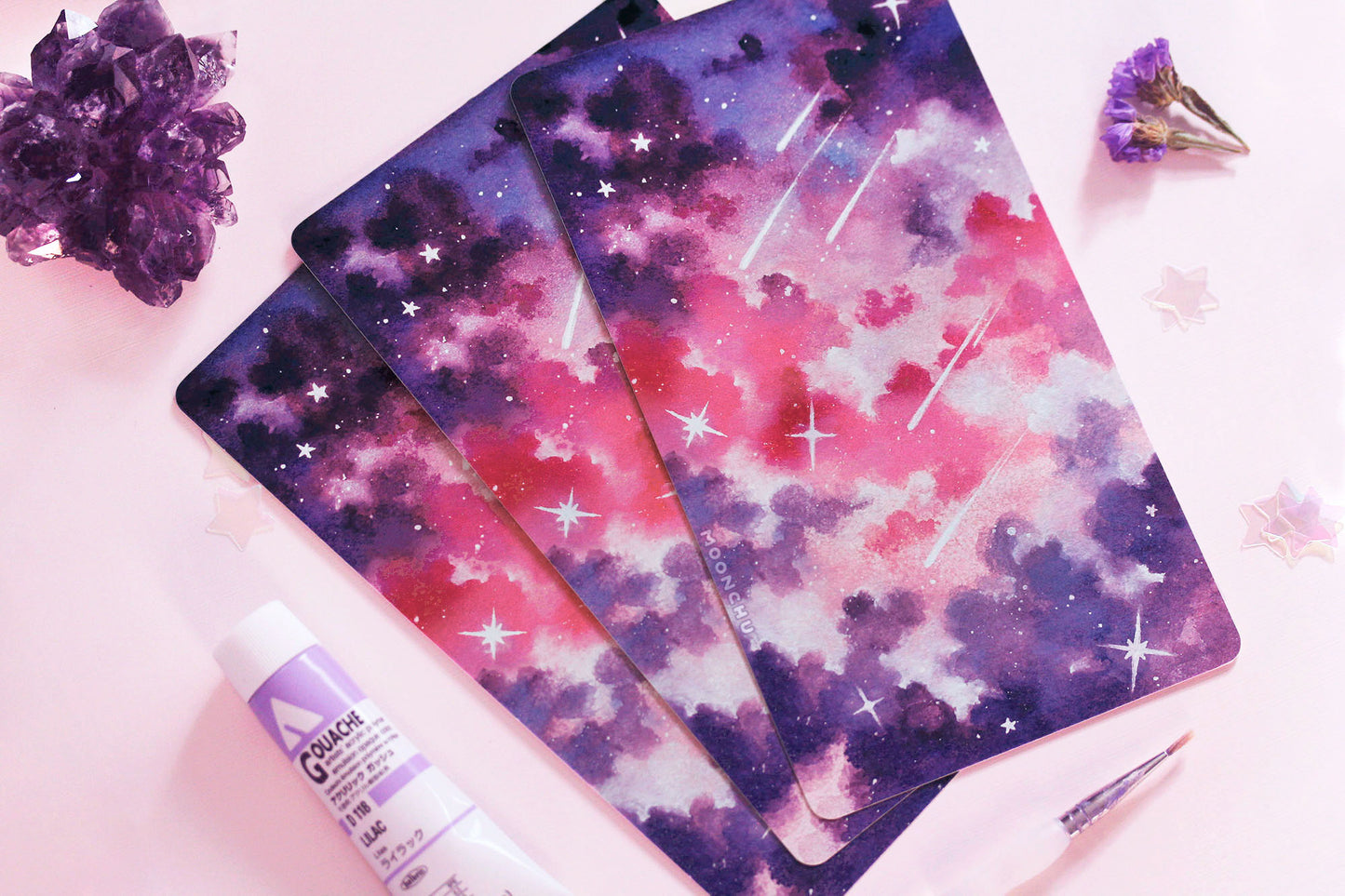 star shower shooting star art, cloud art, watercolour art print
