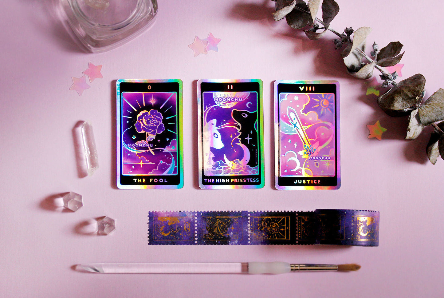 nebulous tarot stickers pt.I holographic die cut vinyl sticker