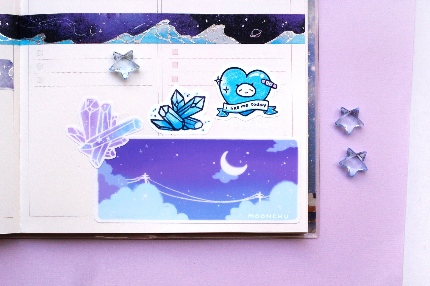 uchuujin friends alien sticker sheet, space friends sticker sheet, kiss cut