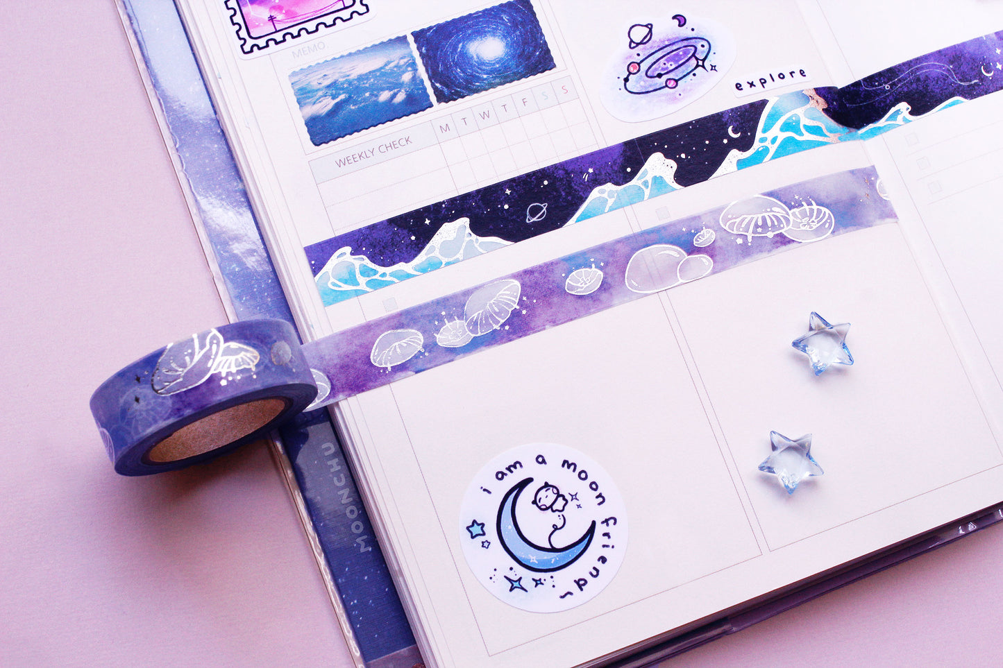 uchuujin friends alien sticker sheet, space friends sticker sheet, kiss cut