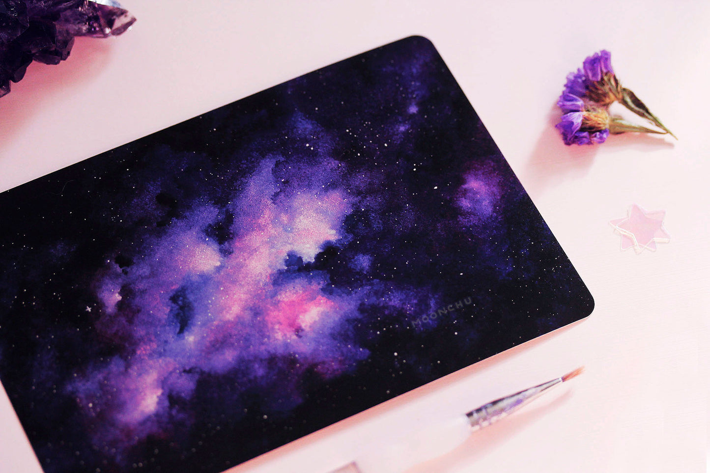 violet nebula art, galaxy art, watercolour art print