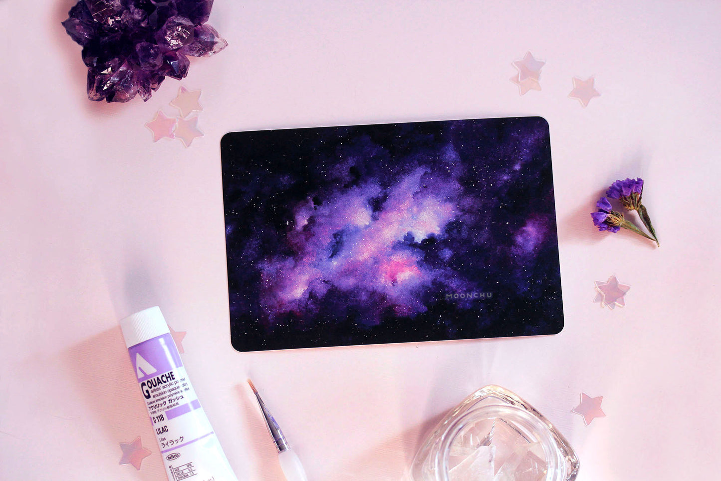 violet nebula art, galaxy art, watercolour art print