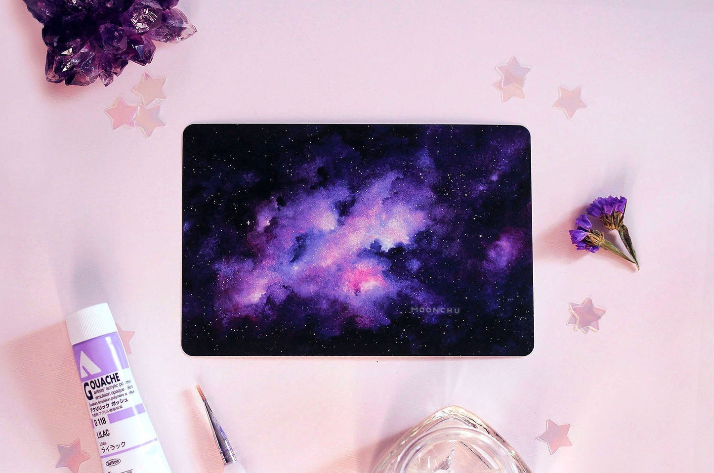 violet nebula art, galaxy art, watercolour art print