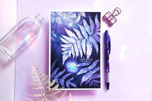 beneath the ferns fern art, mixed media art print