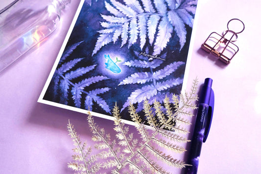 beneath the ferns fern art, mixed media art print