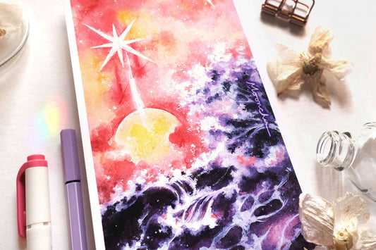 flare sun art, watercolour art print