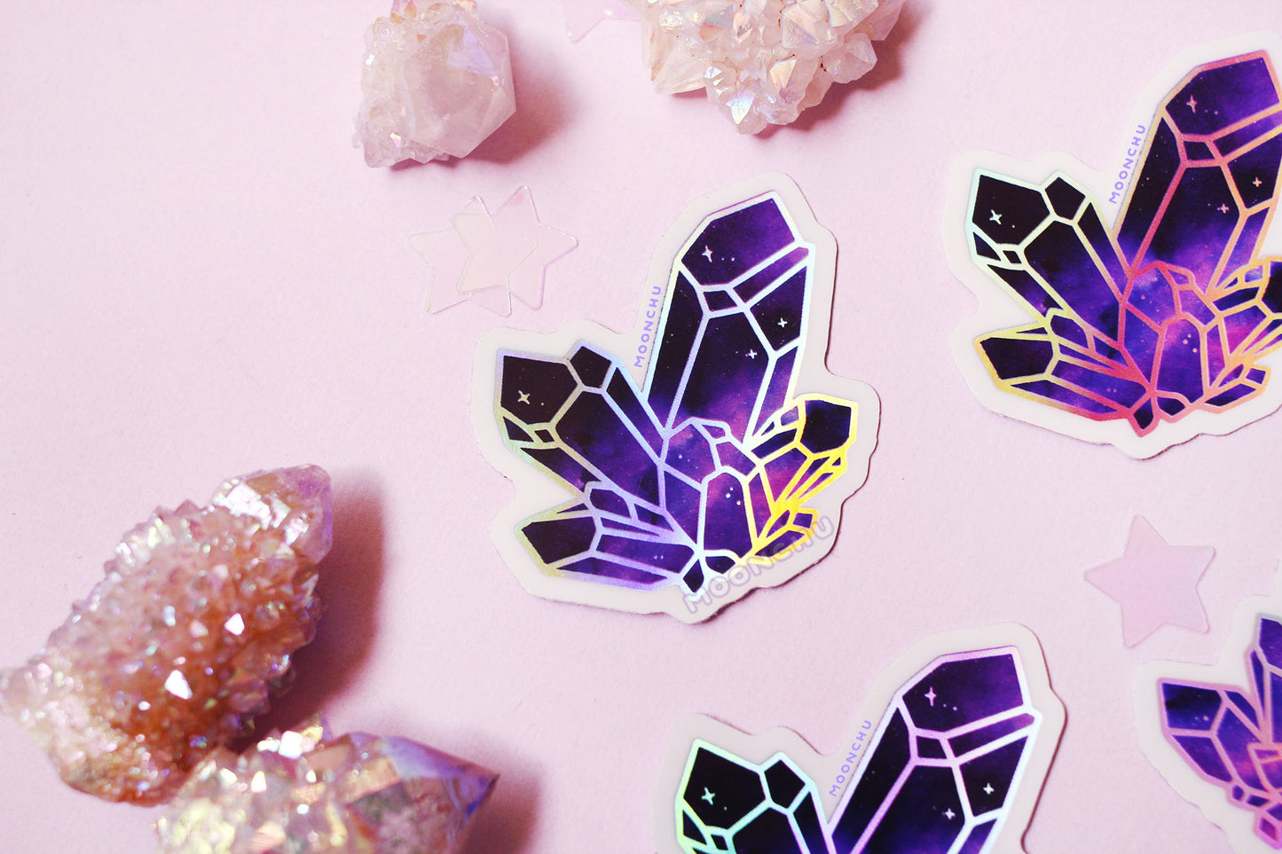 galaxy crystal holographic die cut vinyl sticker