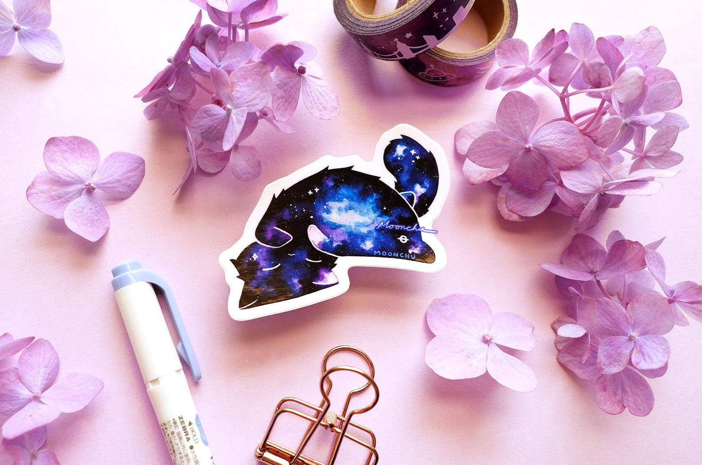 galaxy kitty die cut vinyl sticker