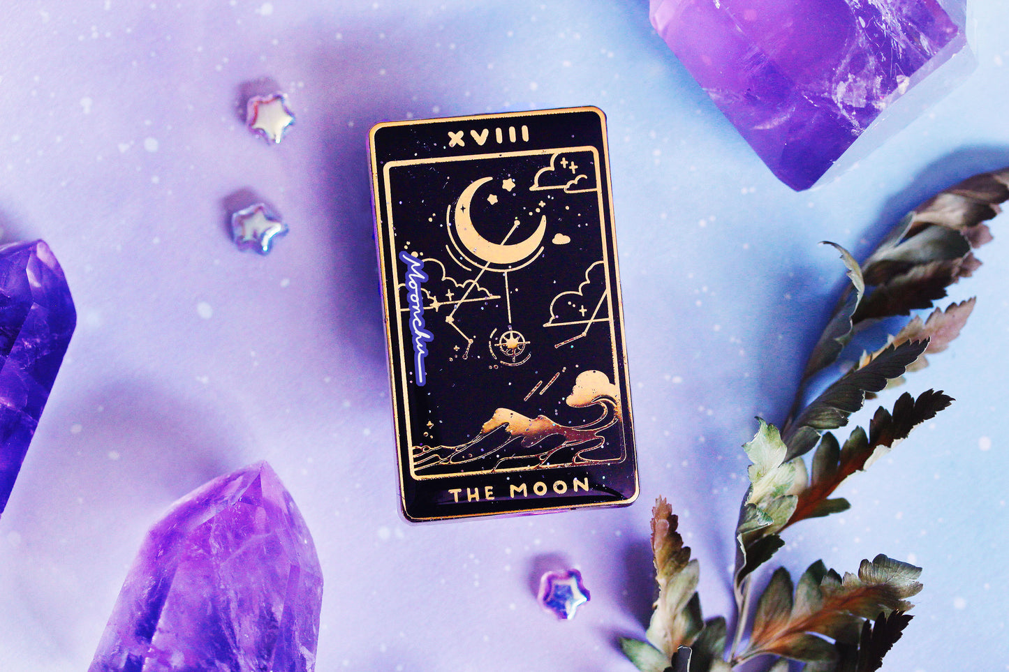 XVIII. moon tarot enamel pin