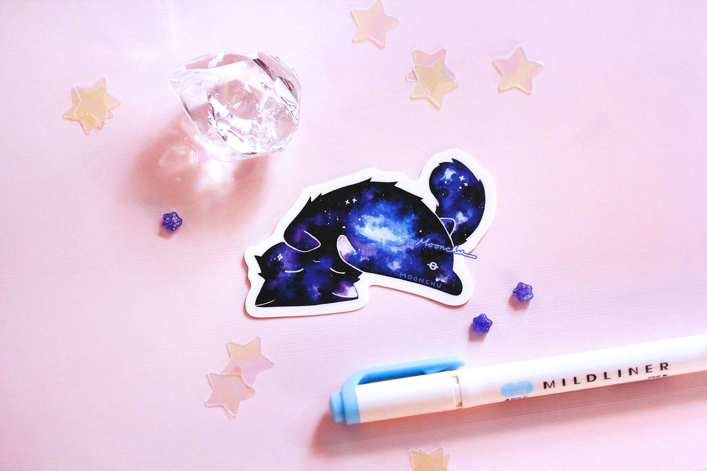 galaxy kitty die cut vinyl sticker