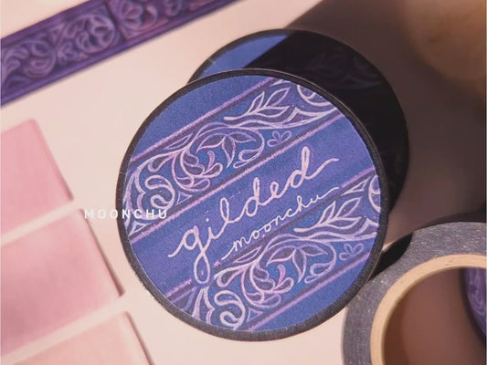 gilded washi tape original artist tape, intricate floral washi tape