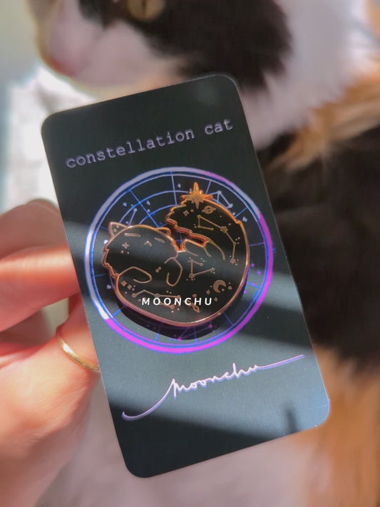 constellation cat enamel pin, space cat, original moonchu pin, black cat pin