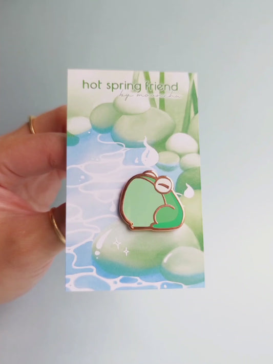 hot springs frog enamel pin, frog pin