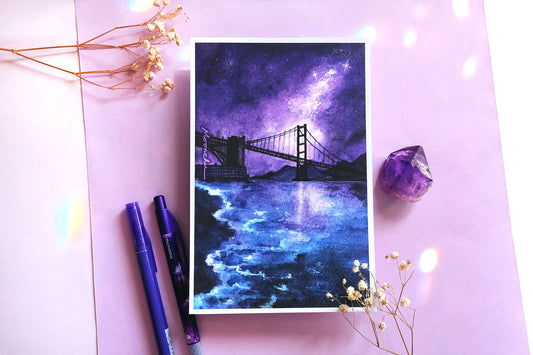 scintillate bridge art, mixed media art print