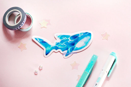 underwater whale shark sticker, transparent vinyl sticker