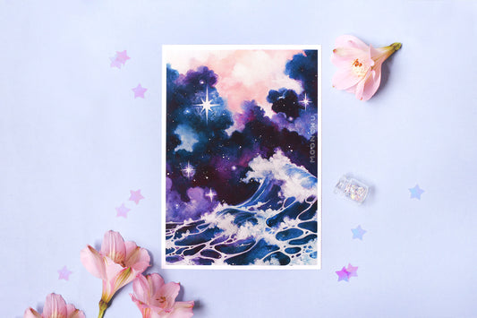 4:30am, dark cloud art, A5 watercolour print