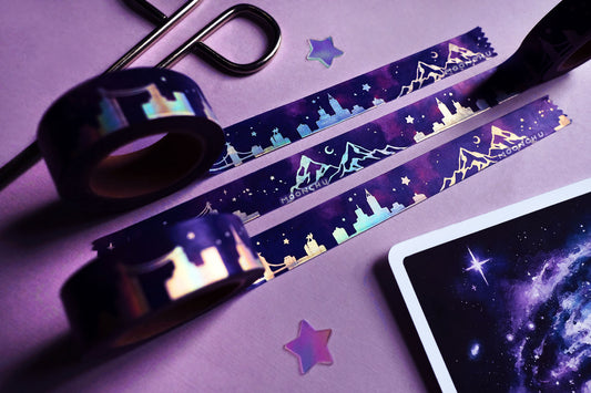 after hours holographic washi tape, cityscape washi tape