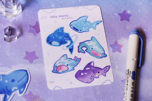 beby sharks sticker sheet, kiss cut sticker sheet