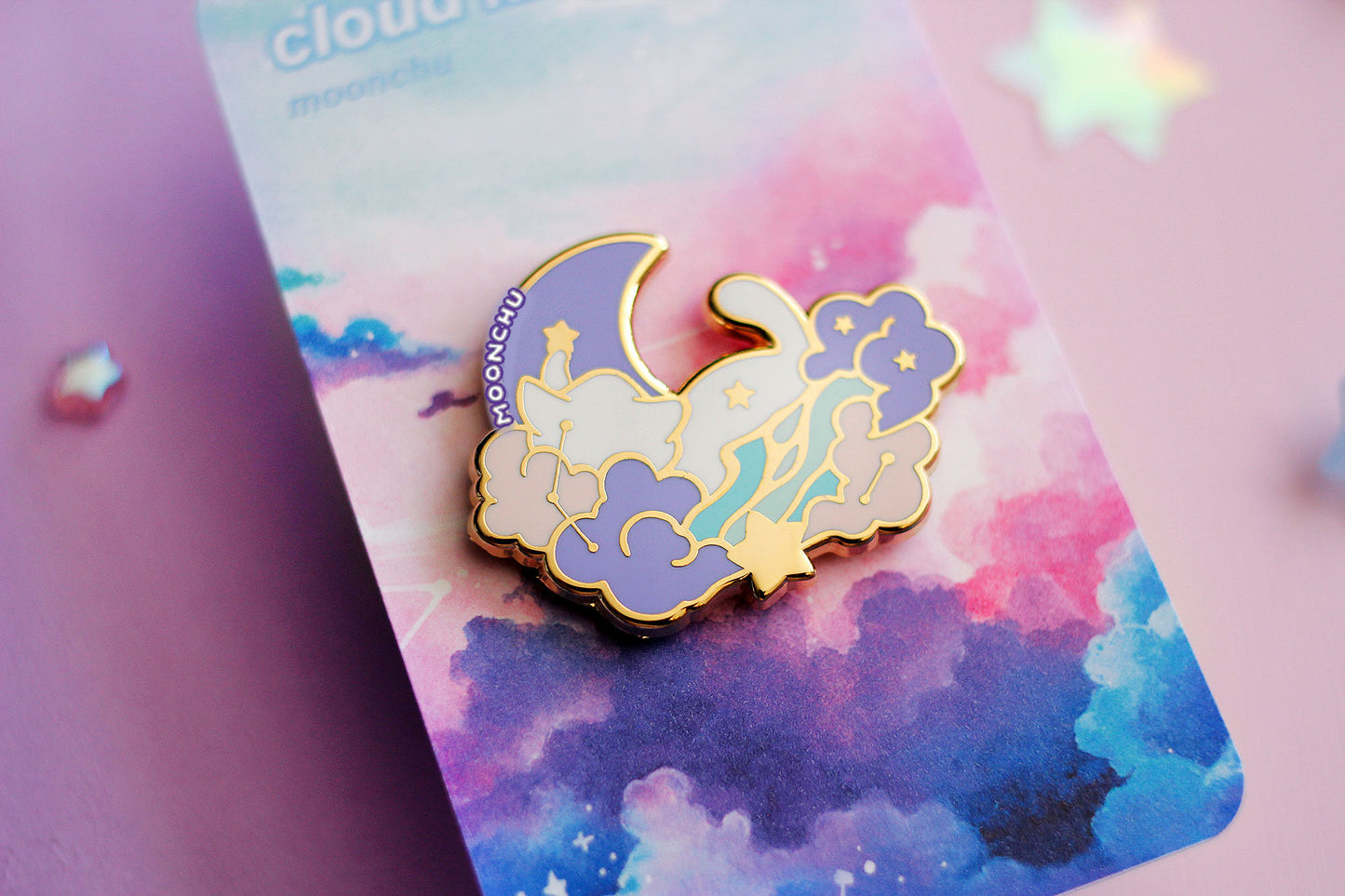 cloudy kitty enamel pin