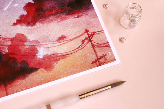 until i see you again, dark cloud art, A5 watercolour art print