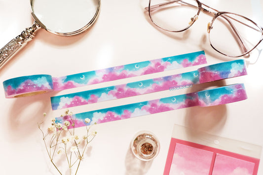 cotton candy clouds washi tape, pastel cloud washi tape, original artist tape