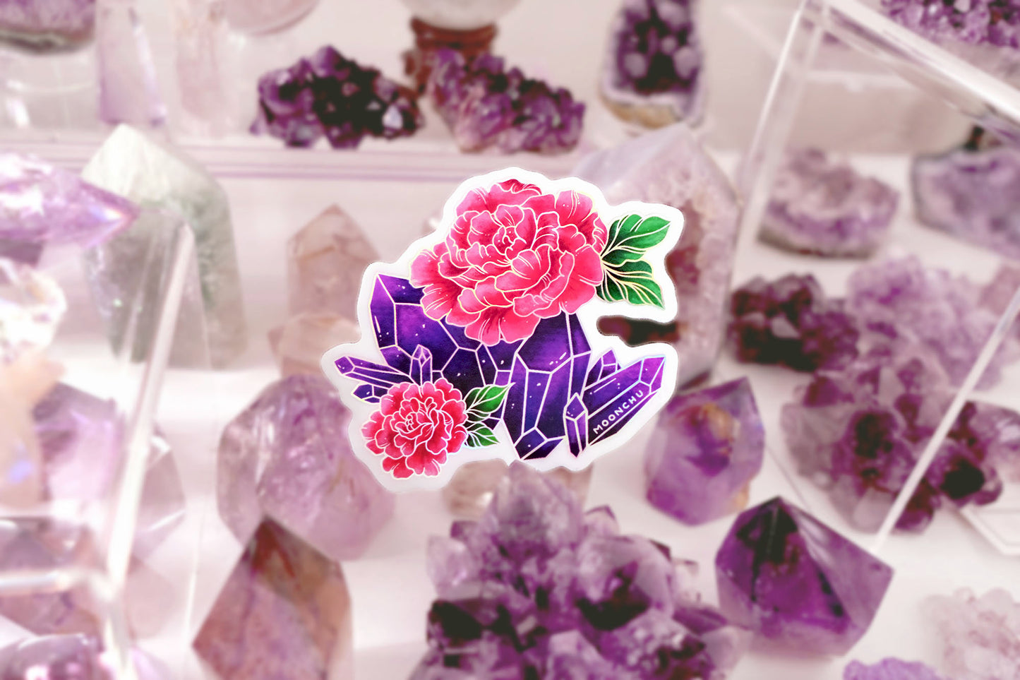 crystalline rose holographic die cut vinyl sticker