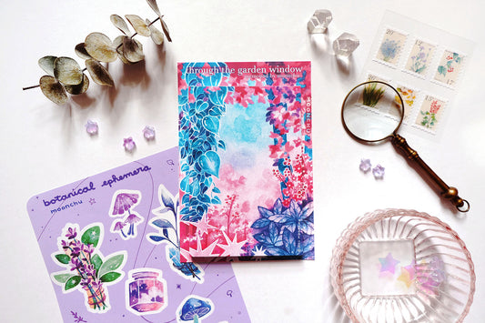 through the garden window botanical memopad, plant notepad