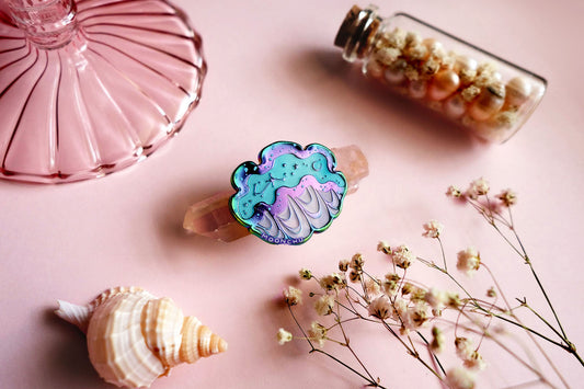 gigas giant clam enamel pin, clam pin, mermaid pin
