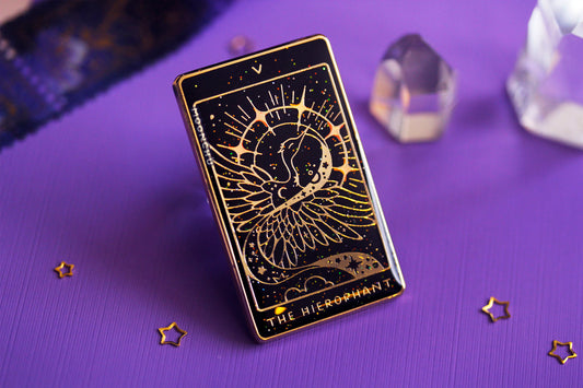 V. hierophant tarot enamel pin