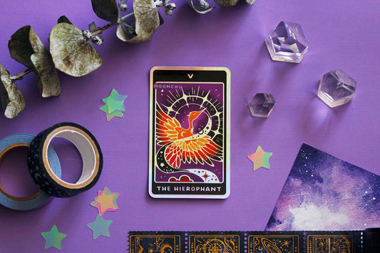 V. hierophant tarot holographic die cut vinyl sticker