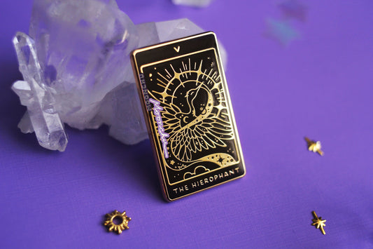 V. hierophant tarot enamel pin