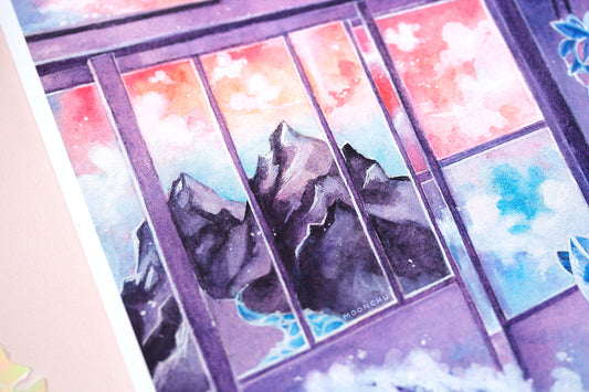 home, surreal architectural art, watercolour art print