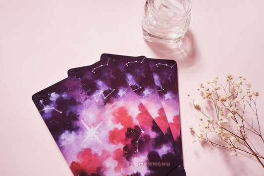 january magenta cloud art, watercolour art print